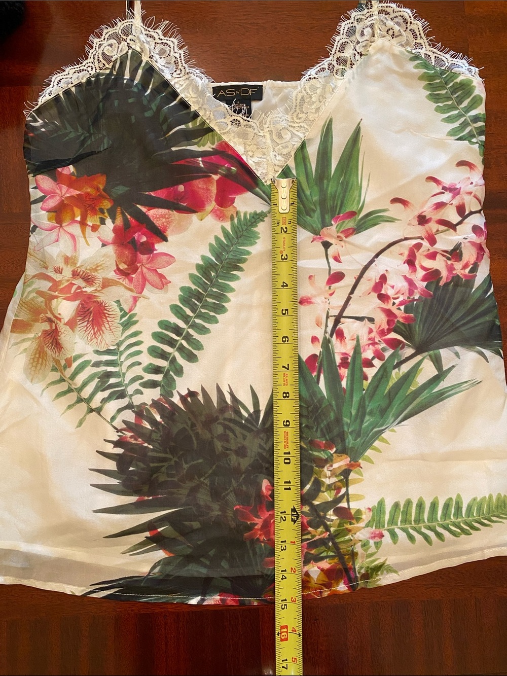 AS by DF Paradise Floral White Lace-Trim Silk Cami Size Small - Picture 12 of 15